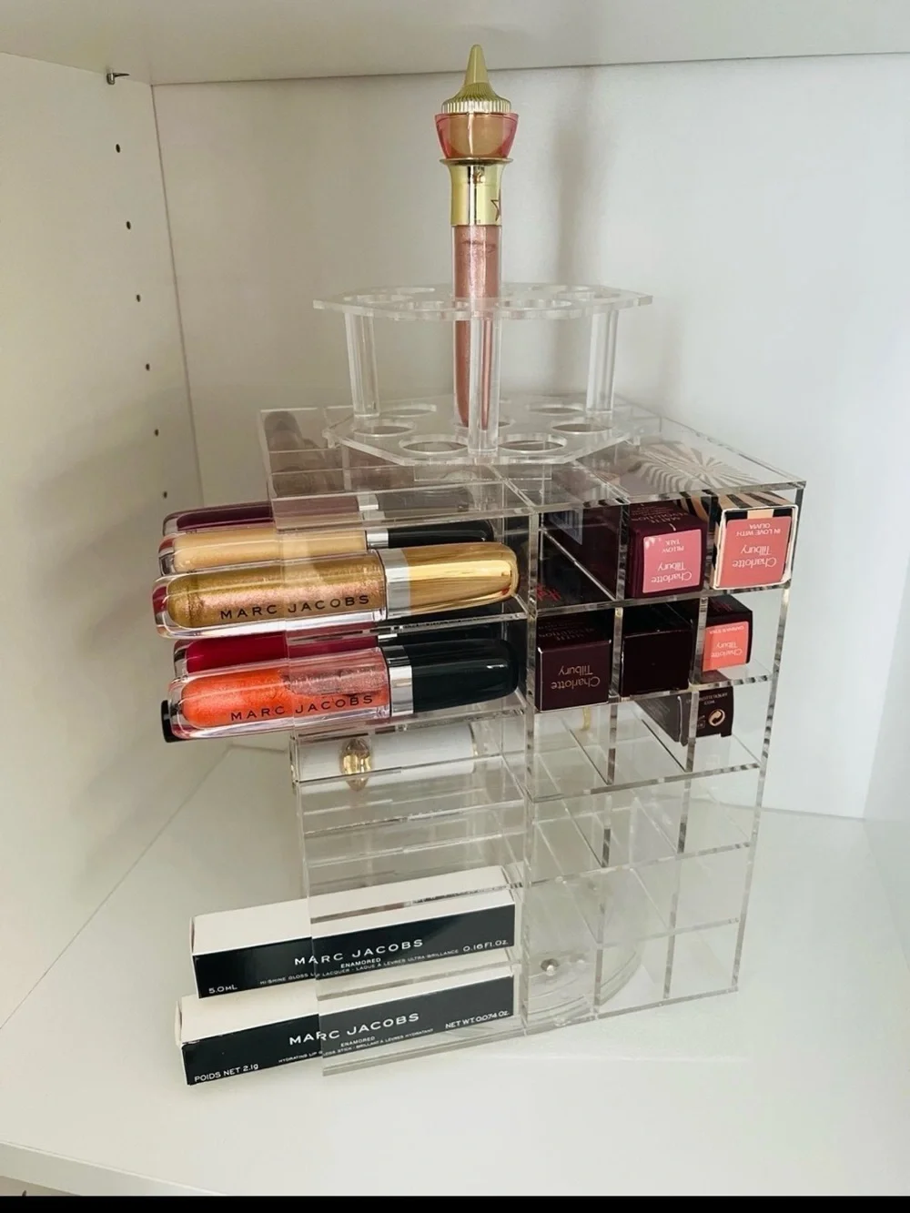 Clear Acrylic Lipstick Organizer - Transparent Cosmetic Storage